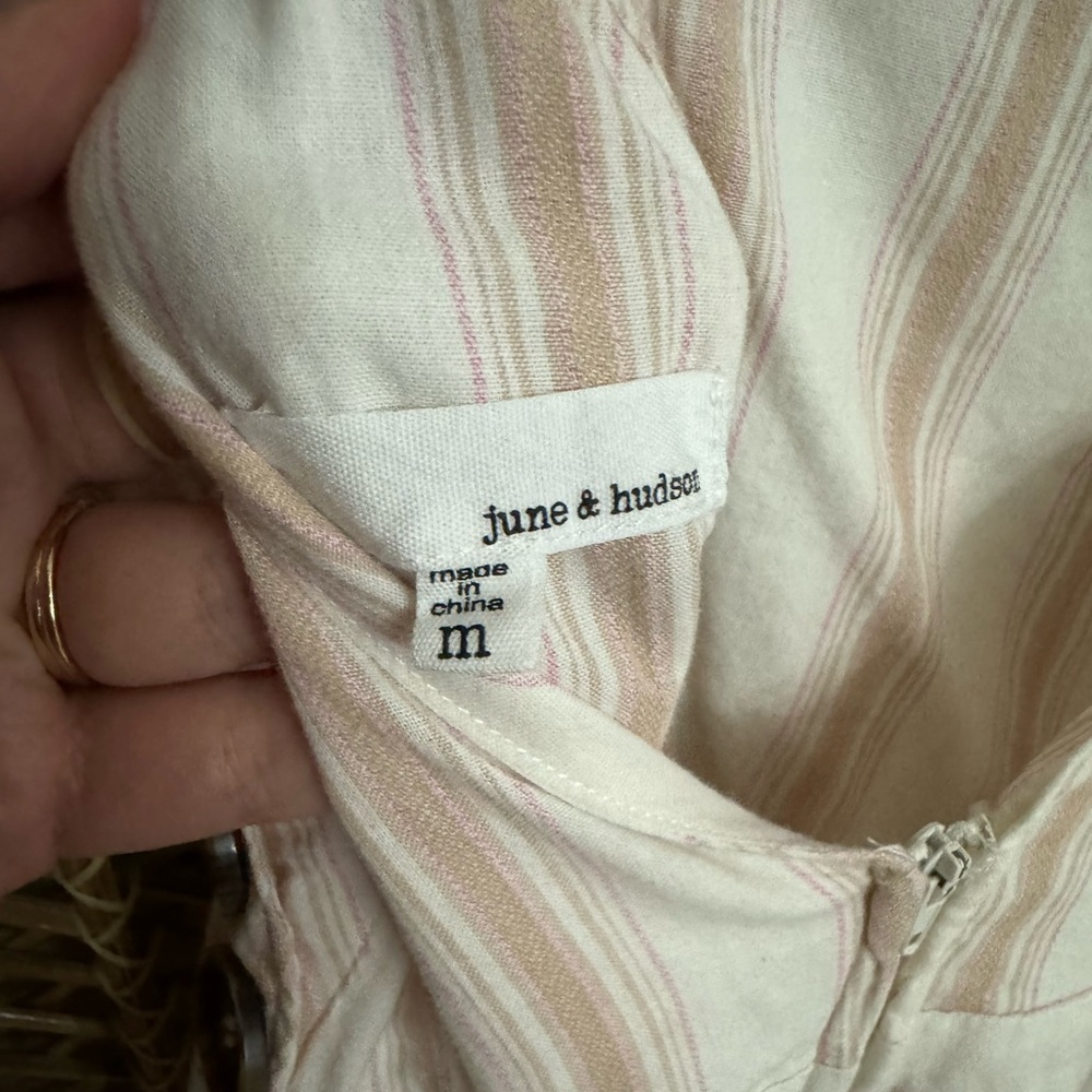 June & Hudson Pink and Tan Striped Jumpsuit (M) - Picture 4 of 4